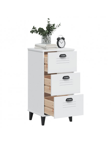 Comodino VIKEN Bianco in Legno Massello di Pino