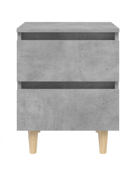 Comodini con Gambe Pino Massello 2pz Grigio Cemento 40x35x50 cm