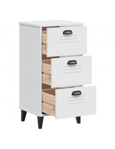 Comodino VIKEN Bianco in Legno Massello di Pino