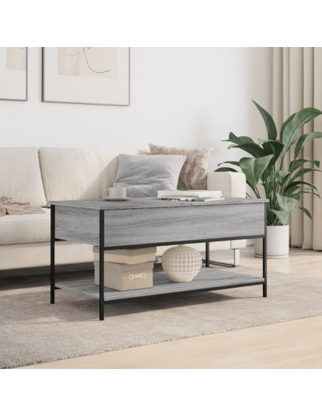 Tavolino Salotto Grigio Sonoma 100x50x50 cm Multistrato Metallo