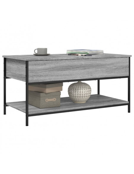 Tavolino Salotto Grigio Sonoma 100x50x50 cm Multistrato Metallo