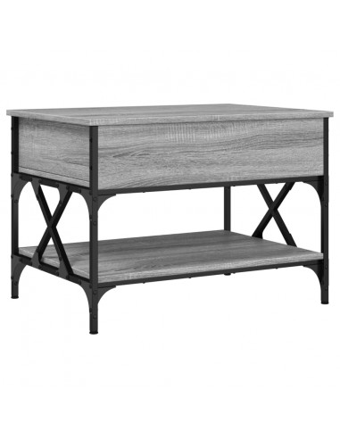 Tavolino Salotto Grigio Sonoma 70x50x50 cm Multistrato Metallo