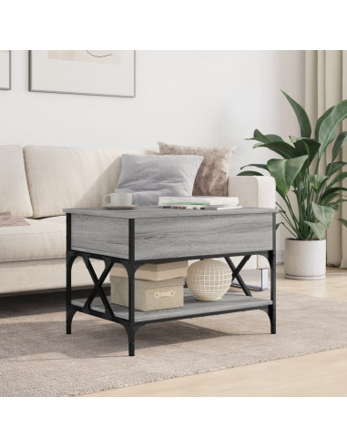 Tavolino Salotto Grigio Sonoma 70x50x50 cm Multistrato Metallo