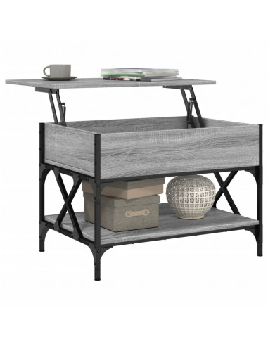 Tavolino Salotto Grigio Sonoma 70x50x50 cm Multistrato Metallo