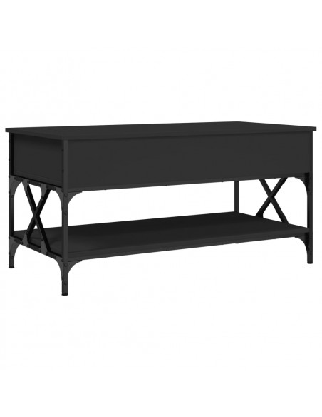 Tavolino da Salotto Nero 100x50x50cm Legno Multistrato Metallo
