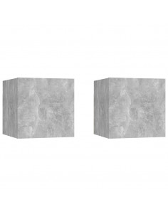 Comodini Grigio Cemento 2 pz 30,5x30x30 cm in Truciolato 2