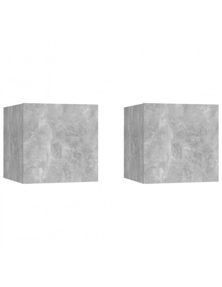 Comodini Grigio Cemento 2 pz 30,5x30x30 cm in Truciolato