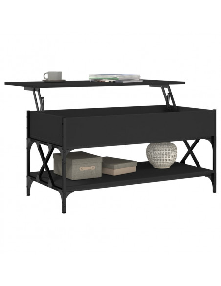 Tavolino da Salotto Nero 100x50x50cm Legno Multistrato Metallo