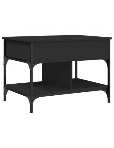 Tavolino da Salotto Nero 70x50x50cm Legno Multistrato Metallo