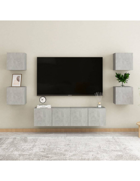 Comodini Grigio Cemento 2 pz 30,5x30x30 cm in Truciolato