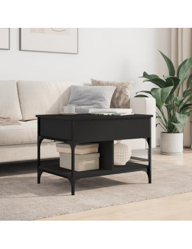 Tavolino da Salotto Nero 70x50x50cm Legno Multistrato Metallo
