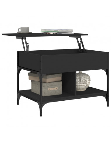 Tavolino da Salotto Nero 70x50x50cm Legno Multistrato Metallo