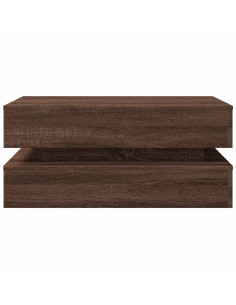 Tavolino da Soggiorno con Luci LED Rovere Marrone 90x50x40 cm 2