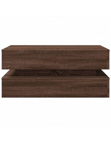 Tavolino da Soggiorno con Luci LED Rovere Marrone 90x50x40 cm