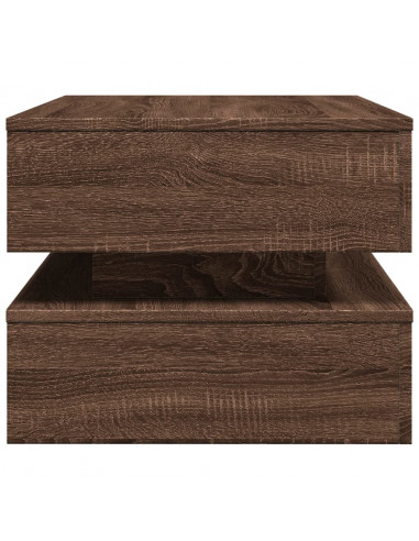 Tavolino da Soggiorno con Luci LED Rovere Marrone 90x50x40 cm