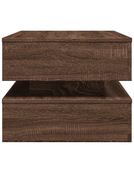 Tavolino da Soggiorno con Luci LED Rovere Marrone 90x50x40 cm