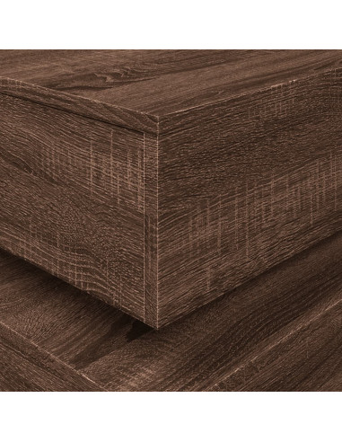 Tavolino da Soggiorno con Luci LED Rovere Marrone 90x50x40 cm