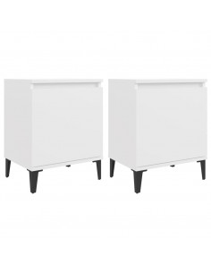 Comodini con Gambe in Metallo Bianco 40x30x50 cm 2