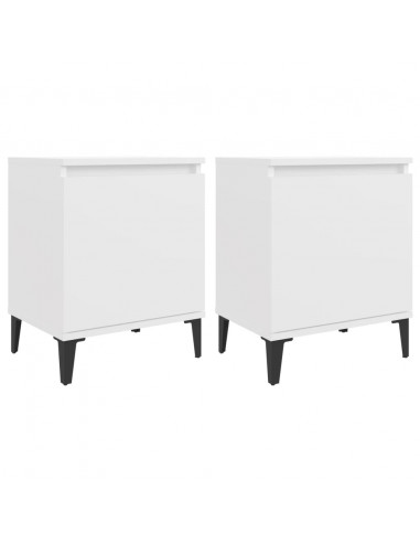 Comodini con Gambe in Metallo Bianco 40x30x50 cm