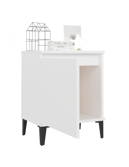 Comodini con Gambe in Metallo Bianco 40x30x50 cm