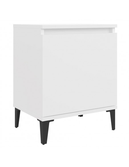Comodini con Gambe in Metallo Bianco 40x30x50 cm
