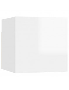 Comodino Bianco Lucido 30,5x30x30 cm in Truciolato 2