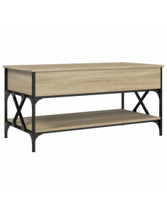 Tavolino Salotto Rovere Sonoma 100x50x50 cm Multistrato Metallo 2