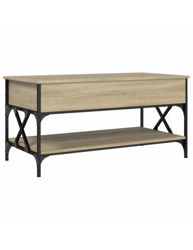 Tavolino Salotto Rovere Sonoma 100x50x50 cm Multistrato Metallo