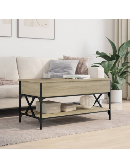 Tavolino Salotto Rovere Sonoma 100x50x50 cm Multistrato Metallo