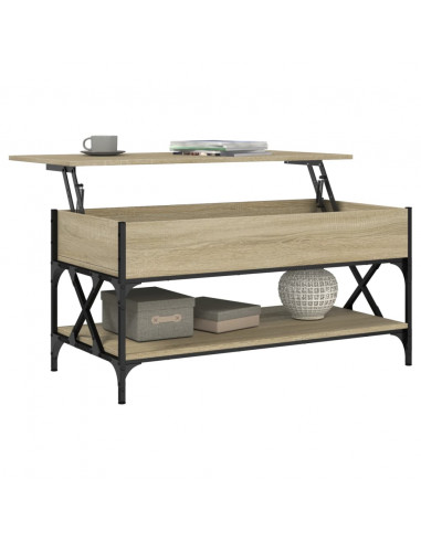 Tavolino Salotto Rovere Sonoma 100x50x50 cm Multistrato Metallo