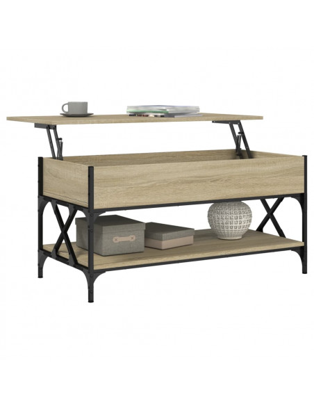 Tavolino Salotto Rovere Sonoma 100x50x50 cm Multistrato Metallo