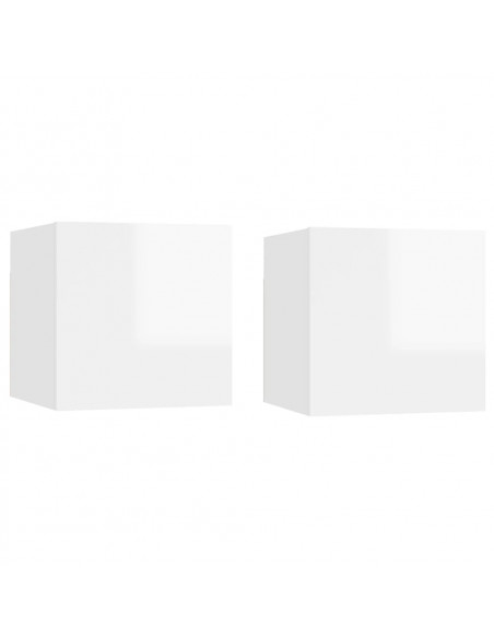 Comodini Bianco Lucido 2 pz 30,5x30x30 cm in Truciolato