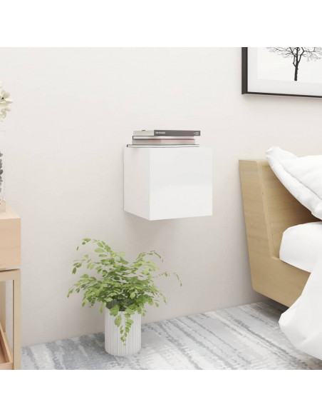 Comodini Bianco Lucido 2 pz 30,5x30x30 cm in Truciolato