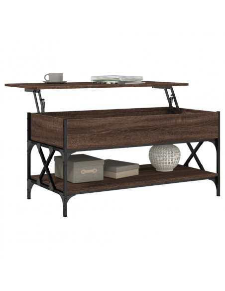 Tavolino Salotto Rovere Marrone 100x50x50cm Multistrato Metallo