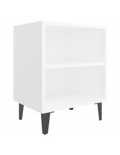 Comodino con Gambe in Metallo Bianco 40x30x50 cm 2