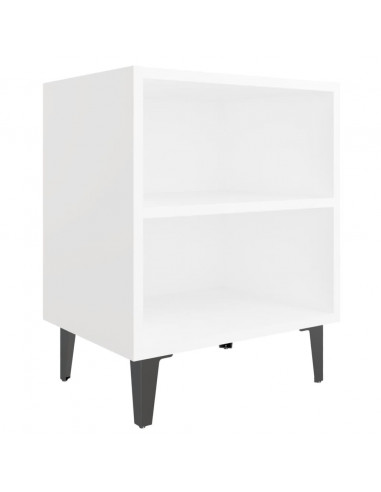 Comodino con Gambe in Metallo Bianco 40x30x50 cm