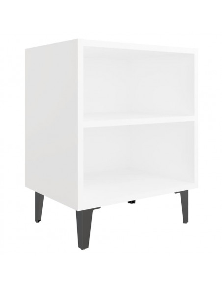 Comodino con Gambe in Metallo Bianco 40x30x50 cm
