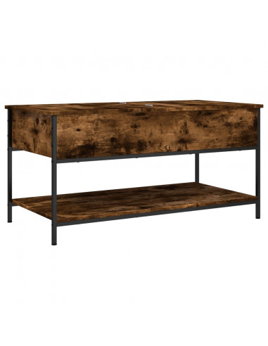 Tavolino Salotto Rovere Fumo 100x50x50 cm Multistrato e Metallo