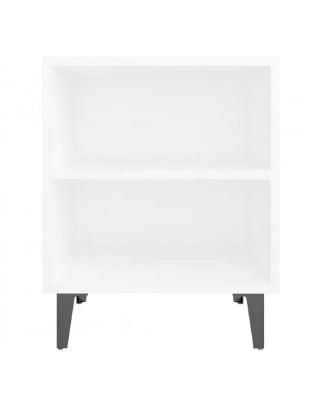 Comodino con Gambe in Metallo Bianco 40x30x50 cm