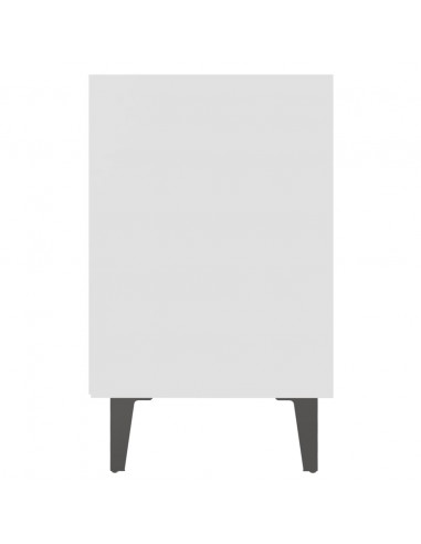 Comodino con Gambe in Metallo Bianco 40x30x50 cm