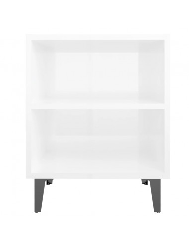Comodini con Gambe in Metallo 2pz Bianco Lucido 40x30x50 cm
