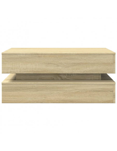 Tavolino da Soggiorno con Luci LED Rovere Sonoma 90x50x40 cm