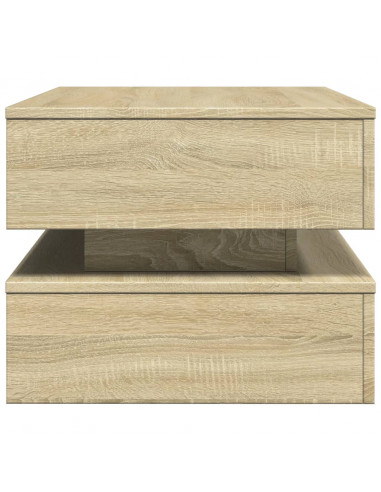 Tavolino da Soggiorno con Luci LED Rovere Sonoma 90x50x40 cm