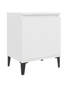 Comodino con Gambe in Metallo Bianco 40x30x50 cm 2