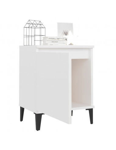 Comodino con Gambe in Metallo Bianco 40x30x50 cm