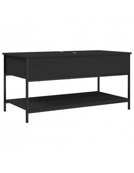 Tavolino da Salotto Nero 100x50x50cm Legno Multistrato Metallo