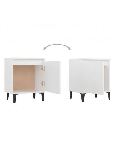 Comodino con Gambe in Metallo Bianco 40x30x50 cm