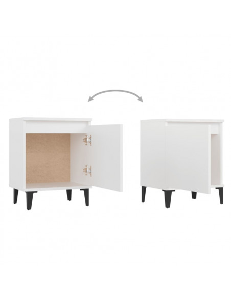 Comodino con Gambe in Metallo Bianco 40x30x50 cm