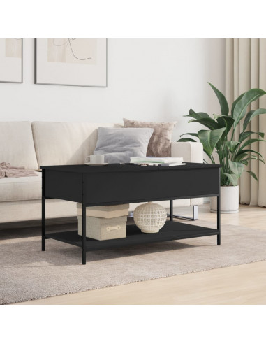 Tavolino da Salotto Nero 100x50x50cm Legno Multistrato Metallo