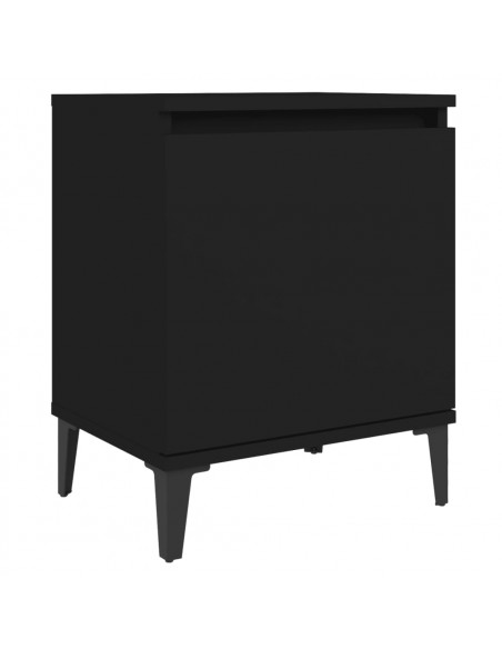 Comodino con Gambe in Metallo Nero 40x30x50 cm